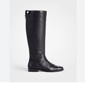 Ann Taylor Adalie Extended Calf Leather Boots In Black